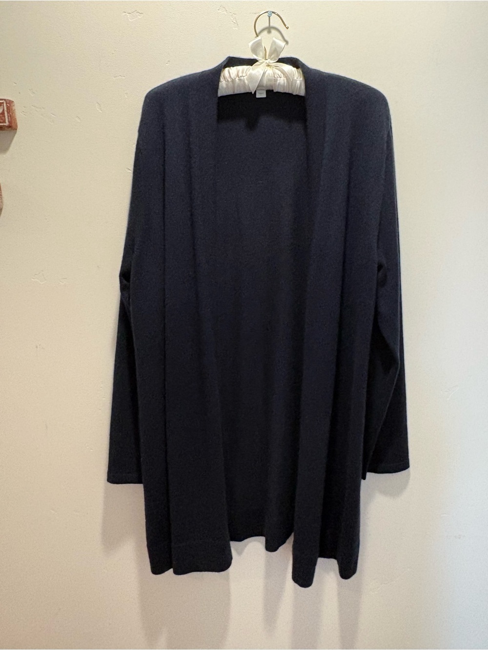 J. Jill Navy Open-Front Long Cashmere Cardigan